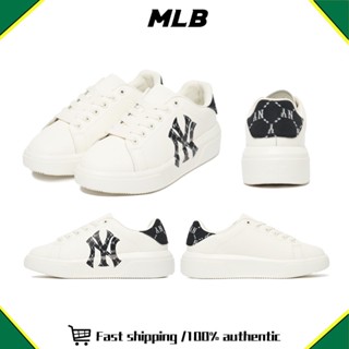 MLB Chunky Classic Heel Dia Monogram รองเท้า 💯 รองเท้าผ้าใบ 3ASXAM82N-50BKS White black