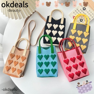 OKDEALS กระเป๋าสะพายไหล่ กระเป๋าถือ กระเป๋าช้อปปิ้ง แฮนด์เมด แต่งสายโซ่คล้องข้อมือ