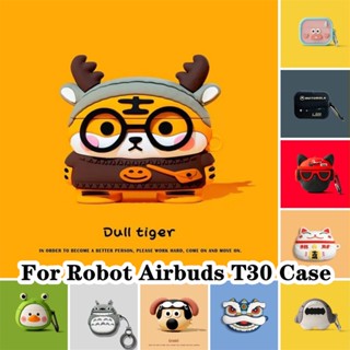 【ของแท้】เคสหูฟัง แบบนิ่ม ลายการ์ตูนเสือ Staghorn สําหรับ Robot Airbuds T30 Airbuds T30