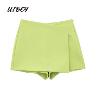 Uibey กระโปรงลําลอง เอวสูง สีพื้น แฟชั่น 8203