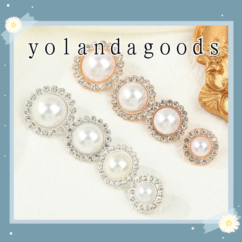 Yola กระดุมไข่มุก พลอยเทียม แวววาว คุณภาพสูง หลากสี สําหรับเย็บผ้า กระดุมเสื้อเชิ้ต แฮนด์เมด Diy 10 ชิ้น
