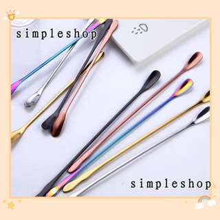 ❀SIMPLE❀ Home &amp; Living Dessert Scoop Long Handle Dinnerware Stir Spoon Ice Cream Kitchen Flatware Rainbow Stainless Steel Tableware/Multicolor