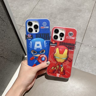 เคสแข็ง เคสไอโฟน iPhone 14 Pro Max iPhone 13 Pro Max iPhone 12 Pro Max iPhone 11 Cartoon ไอรอนแมน Iron Man &amp; กัปตัน อเมริกา Captain America Hard Case