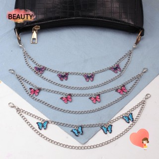 Beauty สายโซ่กระเป๋า แบบสองชั้น ลายผีเสื้อ DIY อุปกรณ์เสริม แบบเปลี่ยน 2 ชิ้น