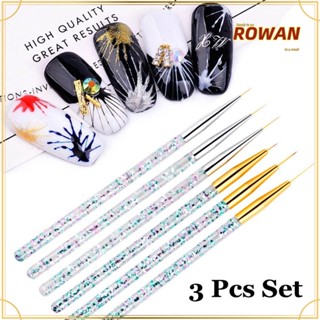 ROWANS ปากกาไลเนอร์ แบบบางพิเศษ ขนาด 7 ซม. 9 ซม. 11 ซม. 15 ซม. สําหรับตกแต่งเล็บ DIY จํานวน 3 ชิ้น