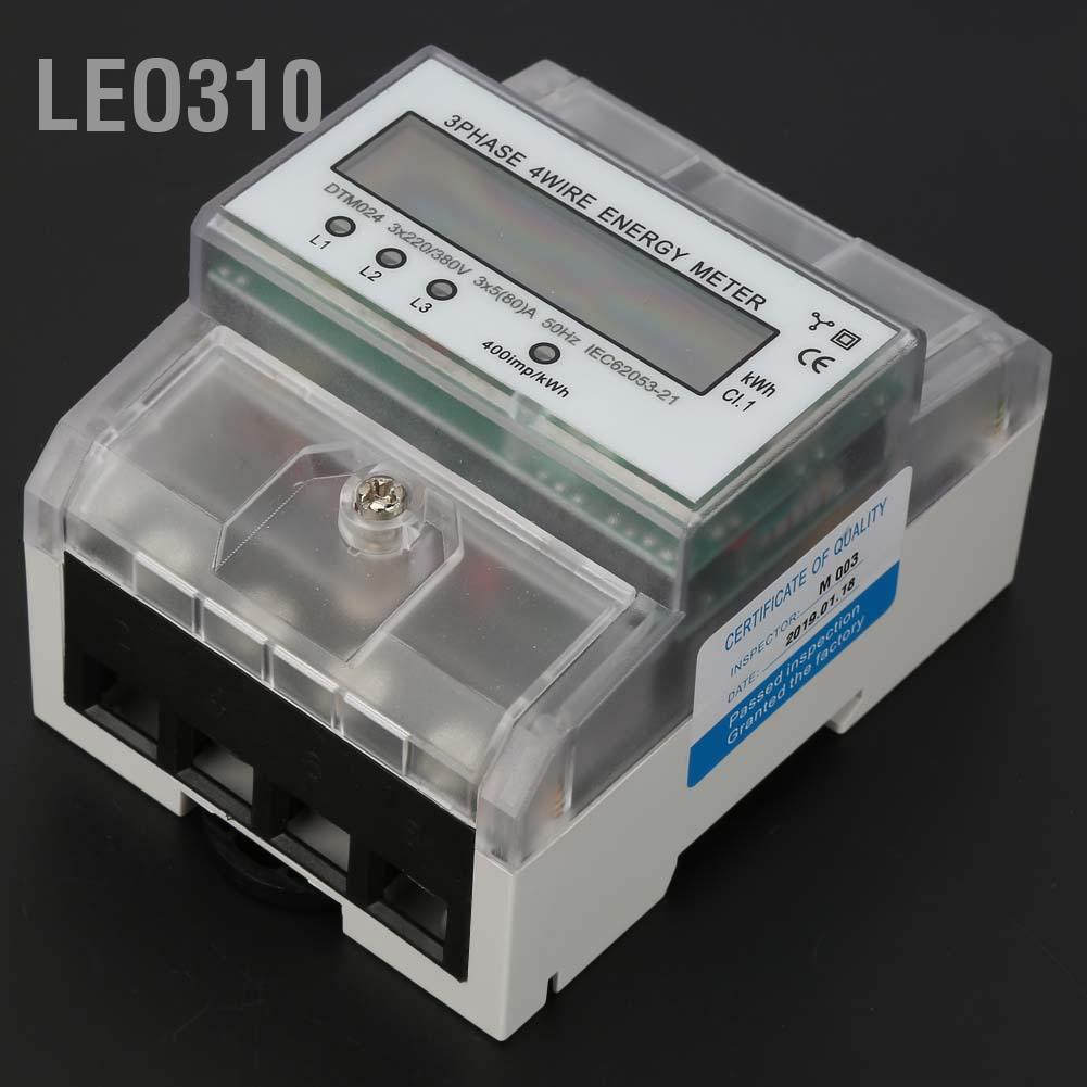 Leo310 220 / 380V 5-80A การใช้พลังงานมิเตอร์ไฟฟ้าดิจิตอล 3 เฟส 4P KWh Meter พร้อม LCD