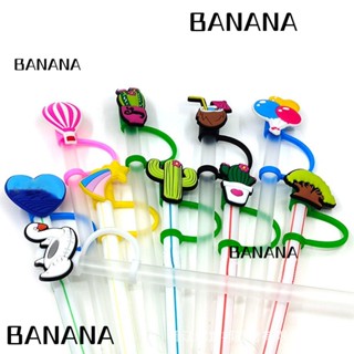 Banana1 จุกปิดหลอดดูดน้ํา กันฝุ่น ลายการ์ตูน ใช้ซ้ําได้ สําหรับห้องครัว