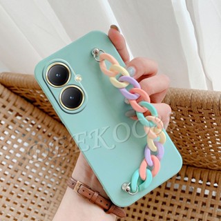  พร้อมส่ง เคสโทรศัพท์มือถือ ซิลิโคนนิ่ม TPU พร้อมสายโซ่คล้อง สีรุ้ง สําหรับ VIVO Y27 4G 5G Y27