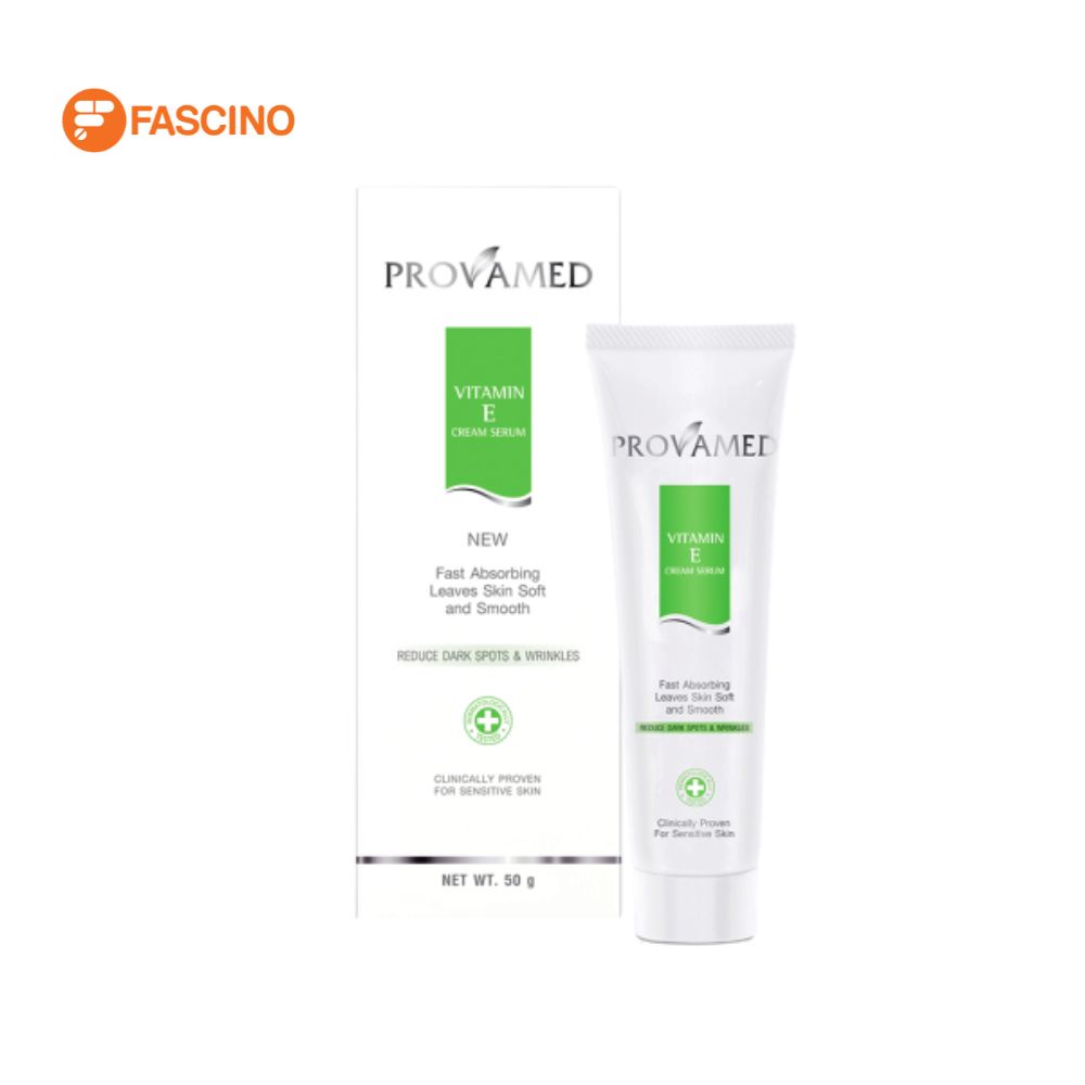 PROVAMED Vitamin E Cream Serum วิตามินอีครีมเซรั่มบำรุงผิวสูตรเข้มข้น (50g.) ราคา ถูกที่สุด ดีลบีเคเค