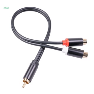 Char สายเคเบิลโลหะ 1 RCA ตัวผู้ เป็น 2 RCA ตัวเมีย Y สําหรับเครื่องขยายเสียงรถยนต์