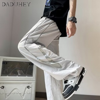 DaDuHey🔥 Mens 2023 New American-Style Retro High Street Ins Fashionable Loose Sweatpants Summer High Waist Straight All-Matching Casual Pants Jogger Pants