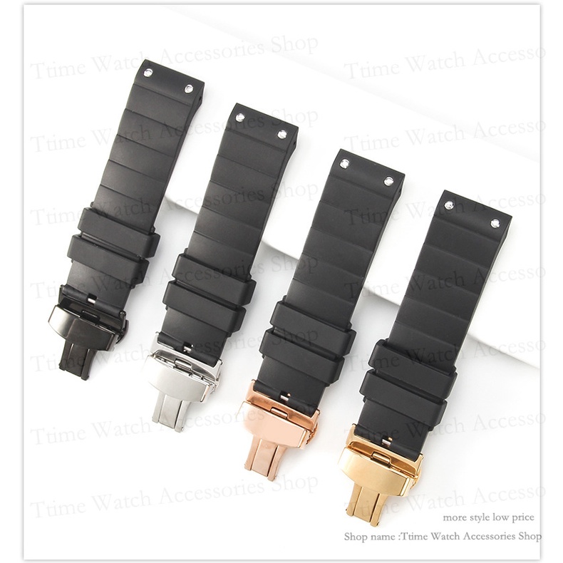 สายนาฬิกาข้อมือ ยางซิลิโคนนิ่ม กันน้ํา สีดํา 23 มม. สําหรับ Cartier Santos 100