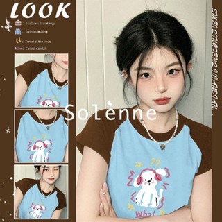 Solenne  เสื้อครอป เสื้อยืดผู้หญิง ครอป baby tee สาวเรโทร 2023 NEW Style Beautiful พิเศษ Korean Style Trendy A99J2ZH 36Z230909