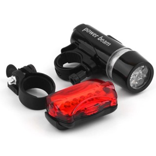 5 Water Resistant LED Bike Bicycle Head Light Rear Safety Flashlight Bracket