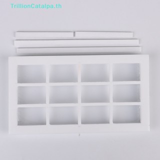 Trillioncatalpa โมเดลกรอบหน้าต่างจิ๋ว 1:12 สีขาว 12 สนาม อุปกรณ์เสริม สําหรับตกแต่งบ้านตุ๊กตา