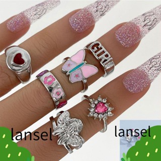 Lansel แหวนนางฟ้า แฟชั่น สีชมพู 6 ชิ้น/ชุด