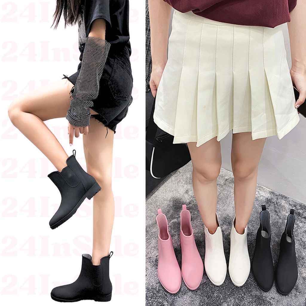 shop24📱สต็อกไทย รองเท้าบูททรงสั้นกันน้ำกันลื่น กันฝน 3 สี (89)