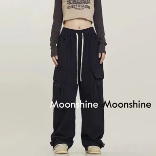 Moon กางเกงขายาว คาร์โก้ กางเกง เชือกอเมริกันคลาสิค Cargo pants 2023 NEW 072806