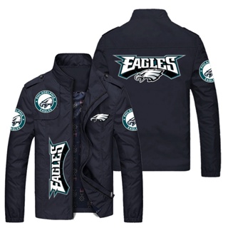 NFL Eagles football team jacket outdoor sports loose thin cardigan stand collar windbreaker