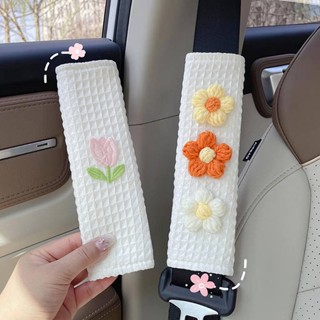 Car Safety Belt Shoulder Pad Cover Cute Tulip Fresh Flowers Four Seasons Advanced Car Safety Rope Set a Pair tsXr