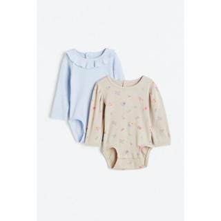 H&amp;M บอดี้สูทแขนพองแพ็ก 2 ตัว Girl 2-pack puff-sleeved bodysuits 0873119_1