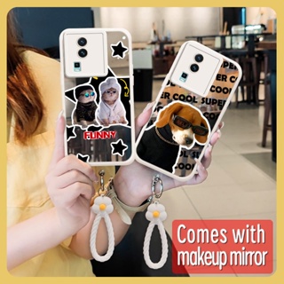 Anti drop airbag Full edging Phone Case ForVIVO IQOO NEO7/NEO7 SE/NEO7Racing Edition
 lovely flower Liquid silicone youth Makeup mirror texture