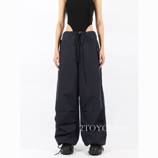 2TOYOUNG  กางเกงขายาว คาร์โก้ กางเกง เชือกอเมริกันคลาสิค Cargo pants 2023 NEW 073127 ทันสมัย Trendy คุณภาพสูง สวย A20M060 36Z230909