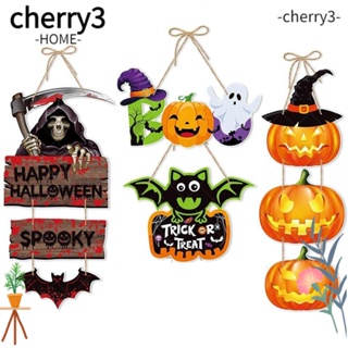 Cherry3 ป้ายแขวนประตู ลายฟักทองค้างคาว ผี ฮาโลวีน สําหรับตกแต่งบ้าน 2 ชิ้น