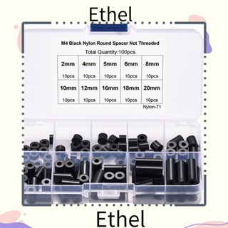 Ethel1 ชุดสกรูสเปเซอร์ ไนล่อน ทรงกลม สีดํา M4 100 ชิ้น