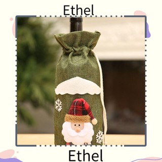 Ethel1 ฝาครอบขวดไวน์ รูปซานตาคลอส สโนว์แมน DIY สําหรับตกแต่งเทศกาลคริสต์มาส