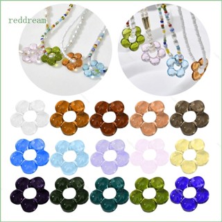 Redd จี้ลูกปัดแก้ว รูปดอกไม้ สีแดง ขนาดเล็ก สําหรับทําเครื่องประดับ DIY