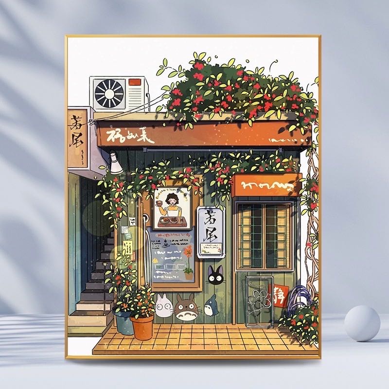 ภาพระบายสีตามตัวเลข ภาพวาดสีน้ำมัน ขนาด 40×50 CM สไตล์ญี่ปุ่น ของขวัญ DIY ฝึกสมาธิ ฝึกความอดทน สำหรับตกแต่งบ้าน