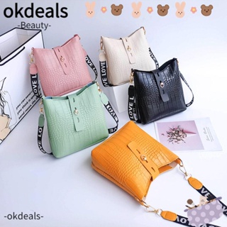 Okdeals กระเป๋าสะพายไหล่ พิมพ์ลายตัวอักษร หนังจระเข้ แฟชั่นสําหรับผู้หญิง