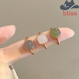 Bliss แหวนหยก ทรงเรขาคณิต สไตล์จีน หรูหรา เครื่องประดับ สําหรับผู้หญิง