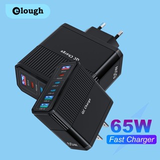 Elough อะแดปเตอร์ชาร์จโทรศัพท์มือถือ 65W USB C 6 พอร์ต Type C PD