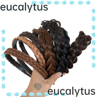 Eucalytus1 ที่คาดผมถักเปีย แบบหนา กันลื่น สีดํา สําหรับผู้หญิง