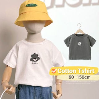 【Boy T Shirt】เสื้อยืดแขนสั้น ผ้าฝ้าย 100% พิมพ์ลายหมี Budak Lelaki Baju ทรงหลวม สไตล์เกาหลี สําหรับเด็กผู้ชาย (1-14 ปี)