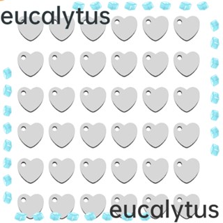 Eucalytus1 ป้ายแท็กสเตนเลสเปล่า รูปหัวใจ สีเงิน 2 มม. 10x9 มม. สําหรับปั๊มลายหัวใจ 100 ชิ้น