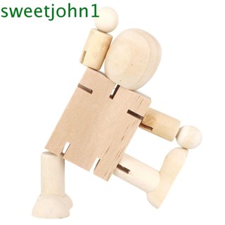 Sweetjohn หุ่นยนต์ไม้เปล่า สีขาว ของขวัญ สําหรับเด็กผู้ชาย DIY