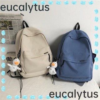 Eucalytus1 กระเป๋าเป้สะพายหลัง กันน้ํา ความจุขนาดใหญ่ สีพื้น เรียบง่าย สําหรับนักเรียนหญิง