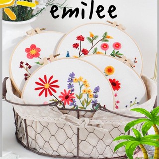 Emilee ชุดอุปกรณ์เย็บปักถักร้อย ช่อดอกไม้ วัสดุไม้ พร้อมห่วง