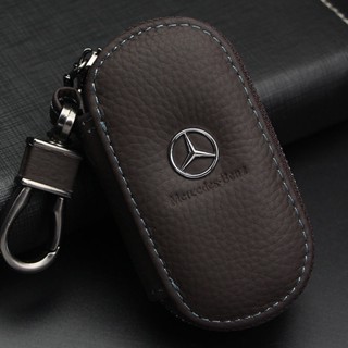 เคสกุญแจรีโมทรถยนต์ หนังวัวแท้ คาร์บอนไฟเบอร์ สําหรับ benz A-Class B-Class C-Class E-Class S-Class GLC GLK CLA GLA CLS