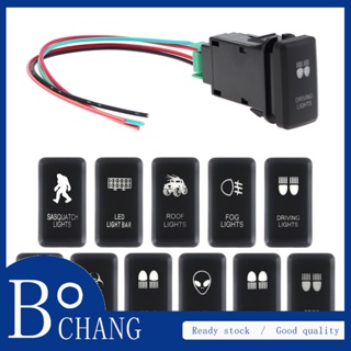 Bochang สวิตช์ปุ่มกดเปิด ปิด ไฟแบ็คไลท์ สีฟ้า 12V พร้อมตัวเชื่อมต่อ สําหรับ Toyota Hilux Prado 120 FJ Cruiser