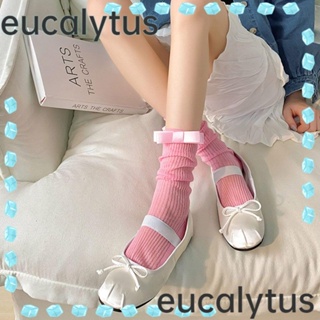 Eucalytus1 ถุงเท้า JK แบบบางพิเศษ ประดับโบว์น่ารัก แฟชั่นฤดูร้อน