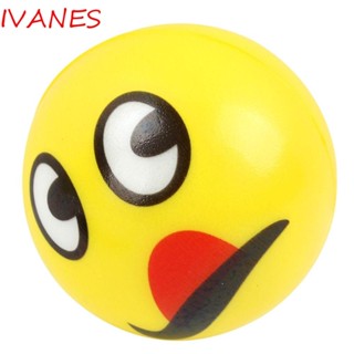 Ivanes ลูกบอลบีบหน้ายิ้ม ฟองน้ํายืดหยุ่น สําหรับนวดกดจุด สีเหลือง