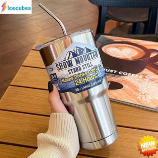 Mountain Water Bottles Stainless Steel Thermos 304 Hot And Cold Beverage 30oz Ready Stock ICECUBES