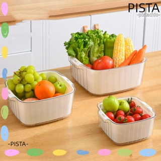 Pista ตะกร้าพลาสติก ทรงสี่เหลี่ยม สีขาว วางซ้อนกันได้ 3 ขนาด ทนทาน สําหรับห้องครัว