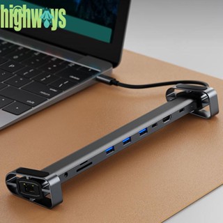 อะแดปเตอร์ USB C 10-in-1 100W PD RJ45 Gigabit Ethernet สําหรับ Macbook Huawei [highways.th]