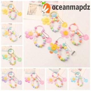 Oceanmapdz พวงกุญแจ จี้ลูกปัดเรซิ่น รูปดอกทานตะวัน หน้ายิ้ม สีรุ้ง ของขวัญวันเกิด