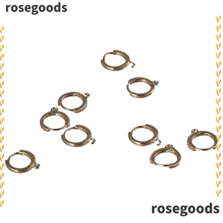 Rosegoods1 ต่างหูห่วง ประดับเพทาย ชุบทอง ทรงกลม 15 มม. สําหรับผู้หญิง